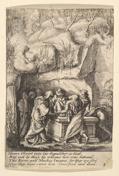 Złożenie do grobu, 1625-77. autorstwa Wenceslaus Hollar