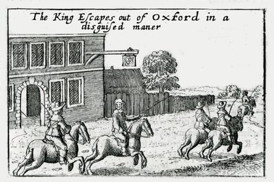Ucieczka Karola I z Oksfordu w przebraniu autorstwa Wenceslaus Hollar