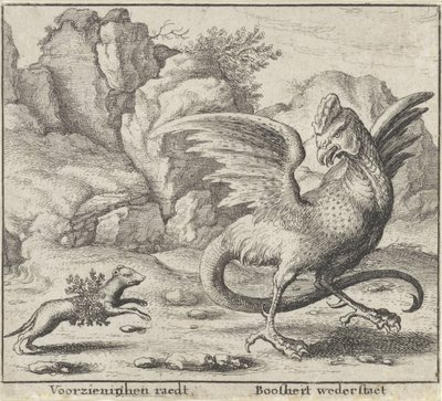 Bajka o Bazyliszku i Łasicy Bajki (tytuł serii) autorstwa Wenceslaus Hollar
