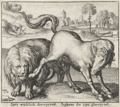 Bajka o Lwie i ogierze Bajki (tytuł serii) autorstwa Wenceslaus Hollar