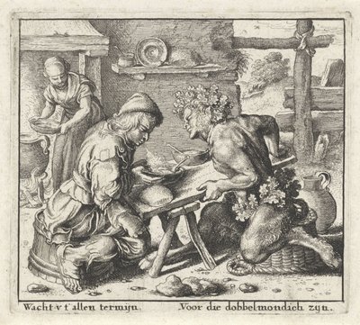 Bajka o satyrze i chłopie Bajki (tytuł serii) autorstwa Wenceslaus Hollar