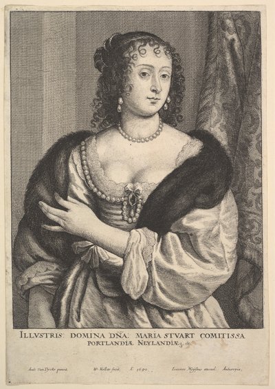 Frances Stuart, hrabina Portland, 1650. autorstwa Wenceslaus Hollar
