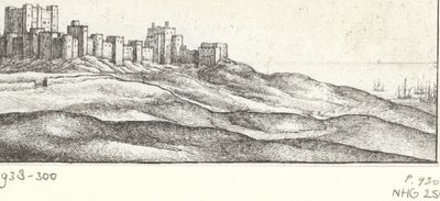 Widok na zamek Dover Dover Castle y West Side (tytuł na obiekcie) Zabytki wokół angielskiego wybrzeża (tytuł serii) autorstwa Wenceslaus Hollar
