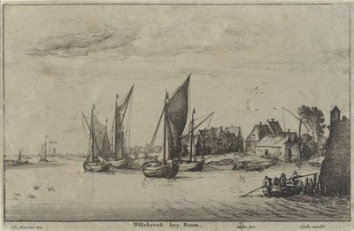 Widok na Willebroek w pobliżu Mechelen Willebroek bey Boom (tytuł na obiekcie) Riverscapes i Coastal Views (tytuł serii) autorstwa Wenceslaus Hollar