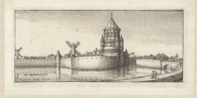 Widok na Kleine Houtpoort w Haarlem autorstwa Wenceslaus Hollar