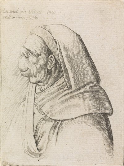 Groteska profilowała mężczyznę w kapturze autorstwa Wenceslaus Hollar