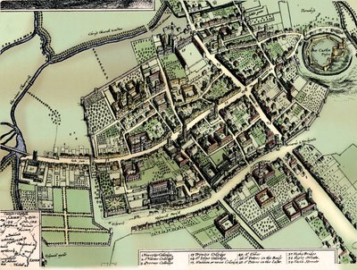 Plan Hollarów Oksfordu, c1643 autorstwa Wenceslaus Hollar