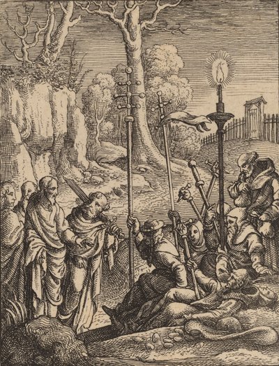 Jezus konfrontujący się ze swoimi krytykami. autorstwa Wenceslaus Hollar