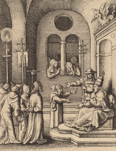 Jezus ponownie przed Kajfaszem. autorstwa Wenceslaus Hollar