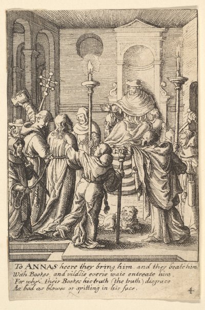 Jezus przed Annaszem, 1625-77. autorstwa Wenceslaus Hollar
