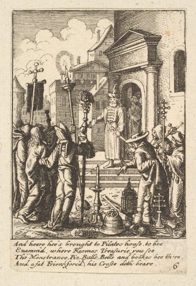 Jezus przed Piłatem, 1625-77. autorstwa Wenceslaus Hollar