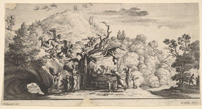 Jezus na służbie aniołów, 1652. autorstwa Wenceslaus Hollar