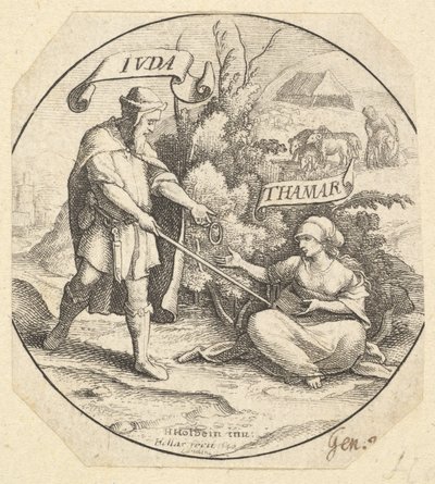 Juda i Tamar, 1640. autorstwa Wenceslaus Hollar
