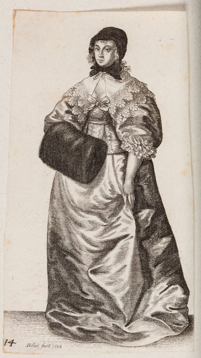 Kobieta w czepku i mufce autorstwa Wenceslaus Hollar