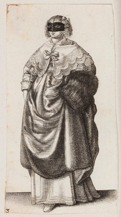 Kobieta z maską i mufką autorstwa Wenceslaus Hollar