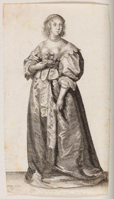 Kobieta z naszyjnikiem i bransoletką z pereł autorstwa Wenceslaus Hollar