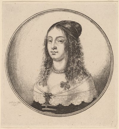 Dama ze wstążkami na lokach autorstwa Wenceslaus Hollar