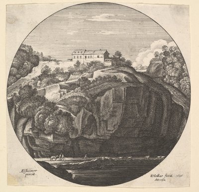 Krajobraz z domem na klifach, 1646. autorstwa Wenceslaus Hollar