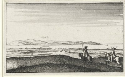 Krajobraz z widokiem na wyspę Wight autorstwa Wenceslaus Hollar
