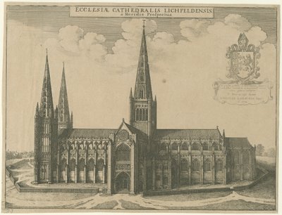 Katedra w Lichfield - widok na południe: grawerowanie autorstwa Wenceslaus Hollar