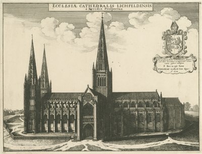 Katedra w Lichfield - widok na południe: rycina, 1672 autorstwa Wenceslaus Hollar