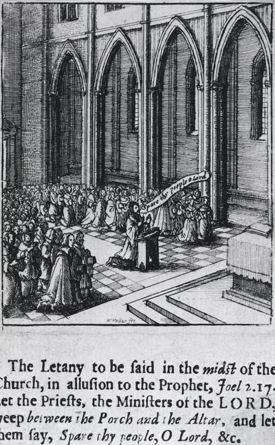 Litania w kościele, ok.1655 (akwaforta) autorstwa Wenceslaus Hollar