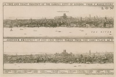 Londyn, przed i po Wielkim Pożarze autorstwa Wenceslaus Hollar