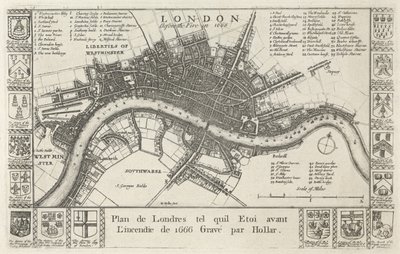Londyn, przed pożarem w 1666 autorstwa Wenceslaus Hollar
