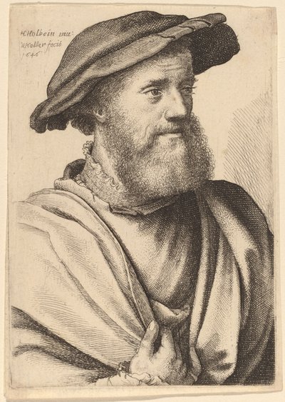 Mężczyzna z brodą patrzącą w prawo Hans Holbein, 1646. autorstwa Wenceslaus Hollar