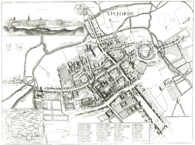 Mapa Oksfordu, 1643 r. autorstwa Wenceslaus Hollar