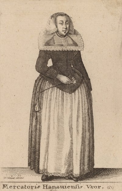 Żona kupca z Hanaui. autorstwa Wenceslaus Hollar