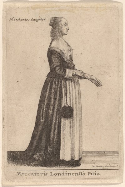 Córka londyńskiego kupca autorstwa Wenceslaus Hollar