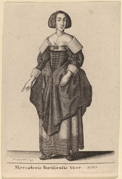 Żona kupca paryskiego autorstwa Wenceslaus Hollar