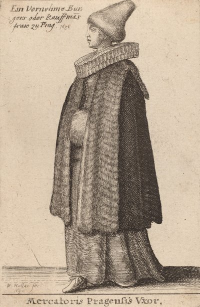 Vxor kupca praskiego, 1642. autorstwa Wenceslaus Hollar