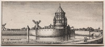 Brama miejska z fosą autorstwa Wenceslaus Hollar