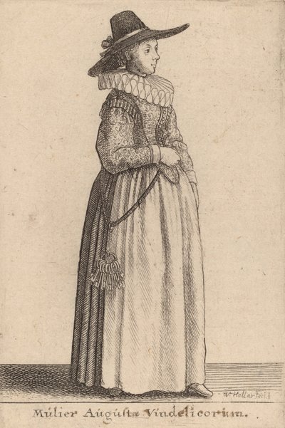 Żona Augusty z Vindelico. autorstwa Wenceslaus Hollar