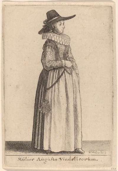 Żona Augusty z Vindelico autorstwa Wenceslaus Hollar