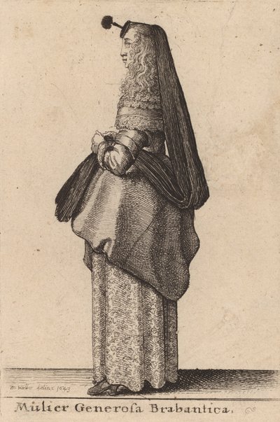 Hojna kobieta z Brabancji, 1643. autorstwa Wenceslaus Hollar