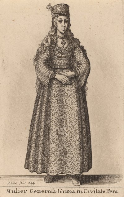 Hojna Greczynka w mieście Pera, 1644. autorstwa Wenceslaus Hollar