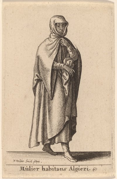 Kobieta mieszkająca w Algierze autorstwa Wenceslaus Hollar