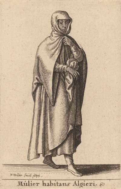 Kobieta mieszkająca w Algierze, 1644. autorstwa Wenceslaus Hollar
