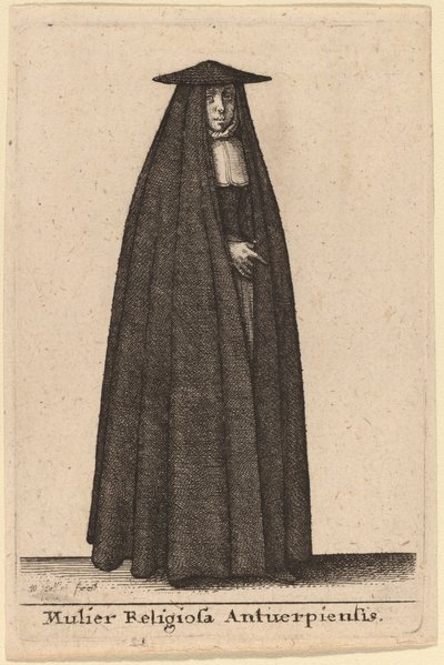 Religijna kobieta z Antwerpii autorstwa Wenceslaus Hollar