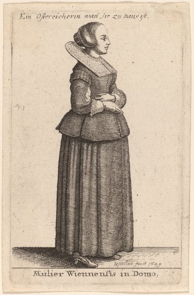 Kobieta z Wiednia w domu autorstwa Wenceslaus Hollar