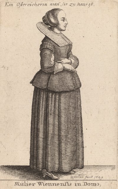 Kobieta z Wiednia w domu, 1649. autorstwa Wenceslaus Hollar