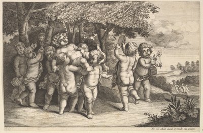 Dziewięć małych chłopców, 1625-77. autorstwa Wenceslaus Hollar