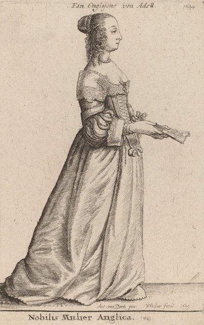 Szlachetna Angielka, 1649. autorstwa Wenceslaus Hollar