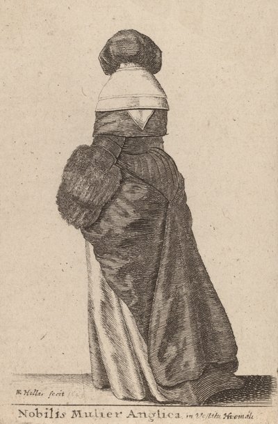 Szlachetna angielska dama w zimowej sukience, 1643. autorstwa Wenceslaus Hollar