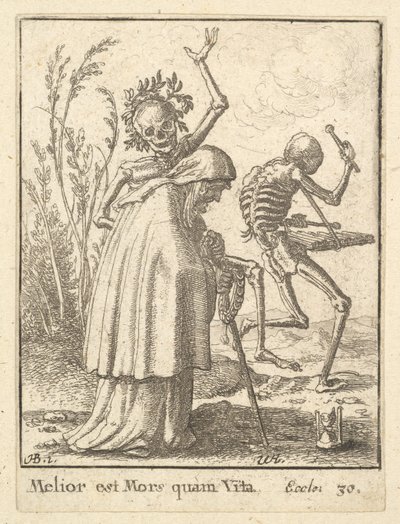 Stara kobieta, z Tańca Śmierci, 1651. autorstwa Wenceslaus Hollar