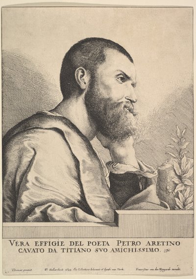 Pietro Aretino, 1649. autorstwa Wenceslaus Hollar