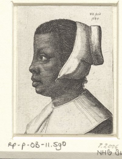 Portret młodej czarnej kobiety autorstwa Wenceslaus Hollar